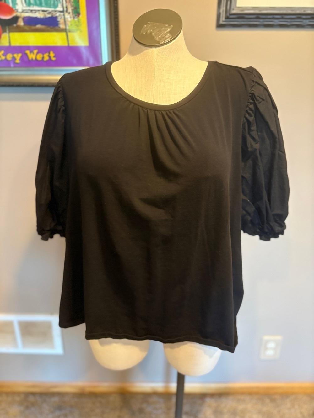 Eloquii Black Puff Sleeve Women's Top